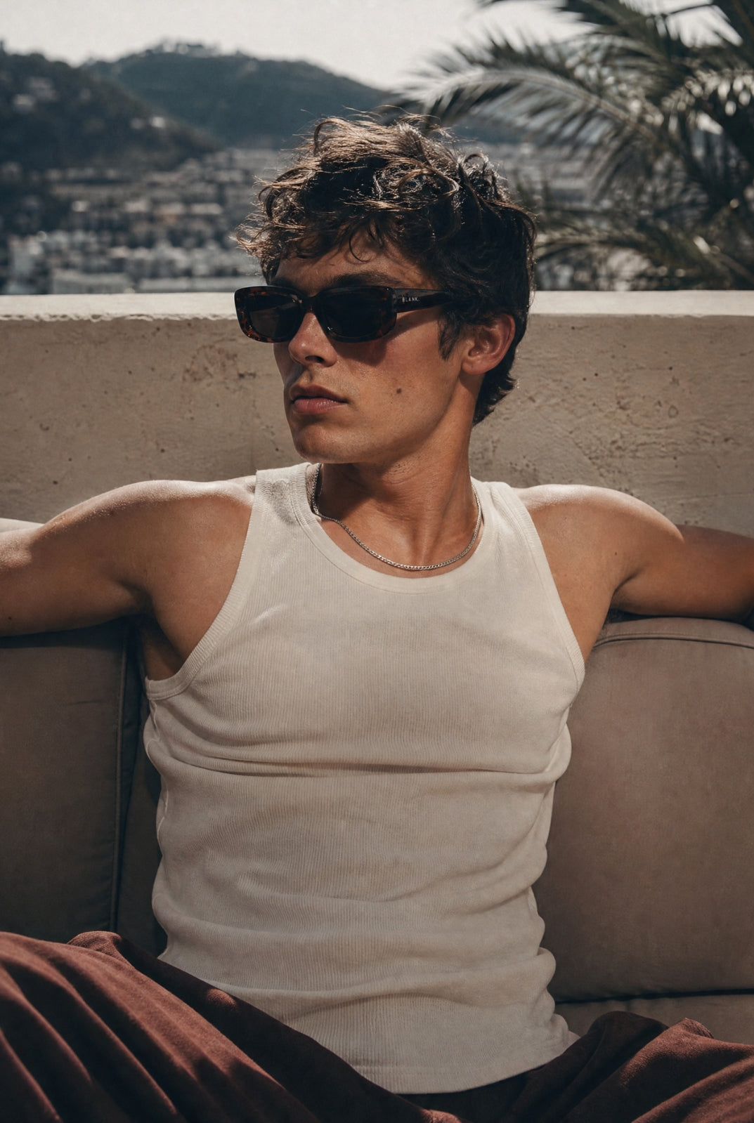 Model wearing BLANK.